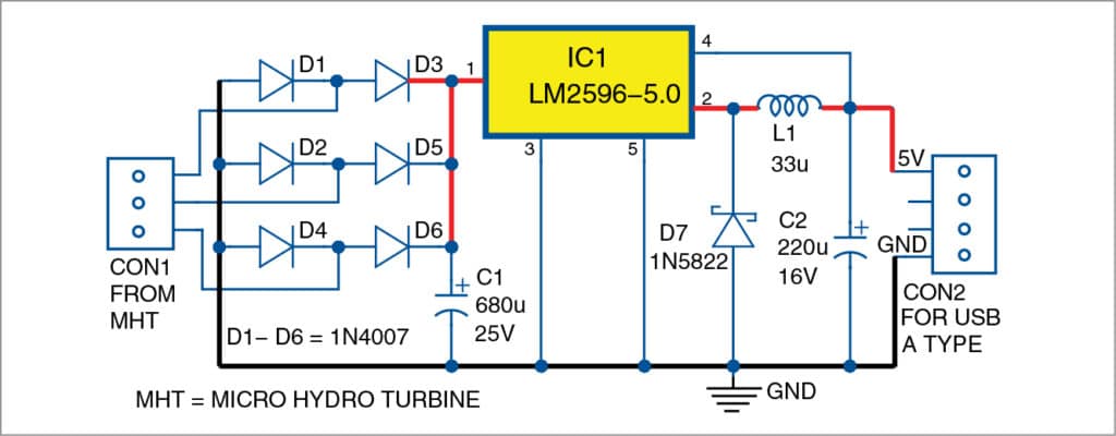 Circuit diagram for hydropower generation