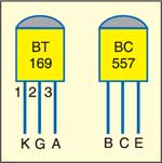 Pin configurations of SCR and transistors