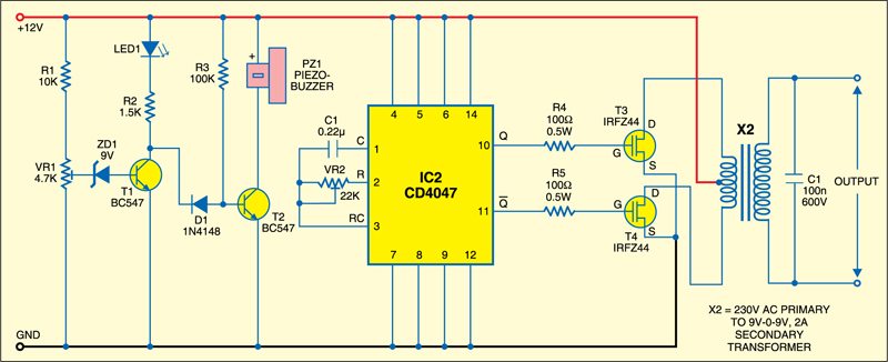Battery level indicator and inverter circuit