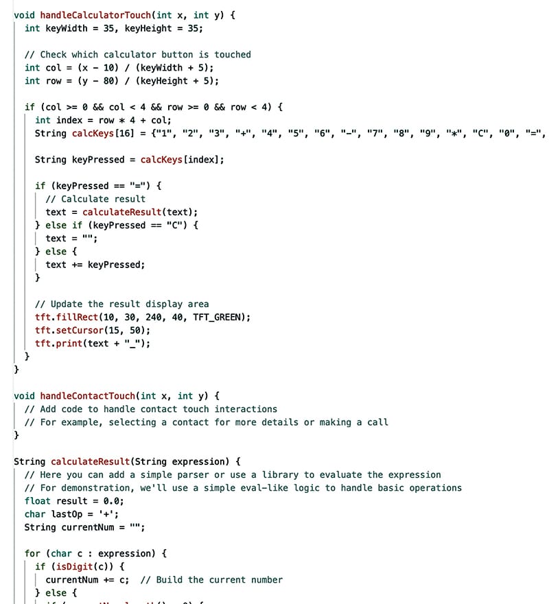 Calculator App screen UI code