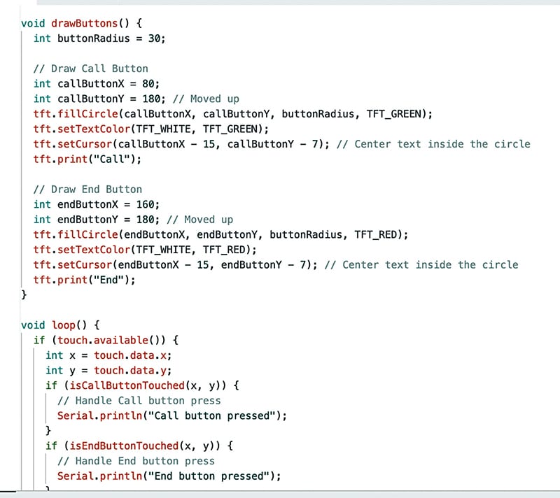 Code for calling screen UI design