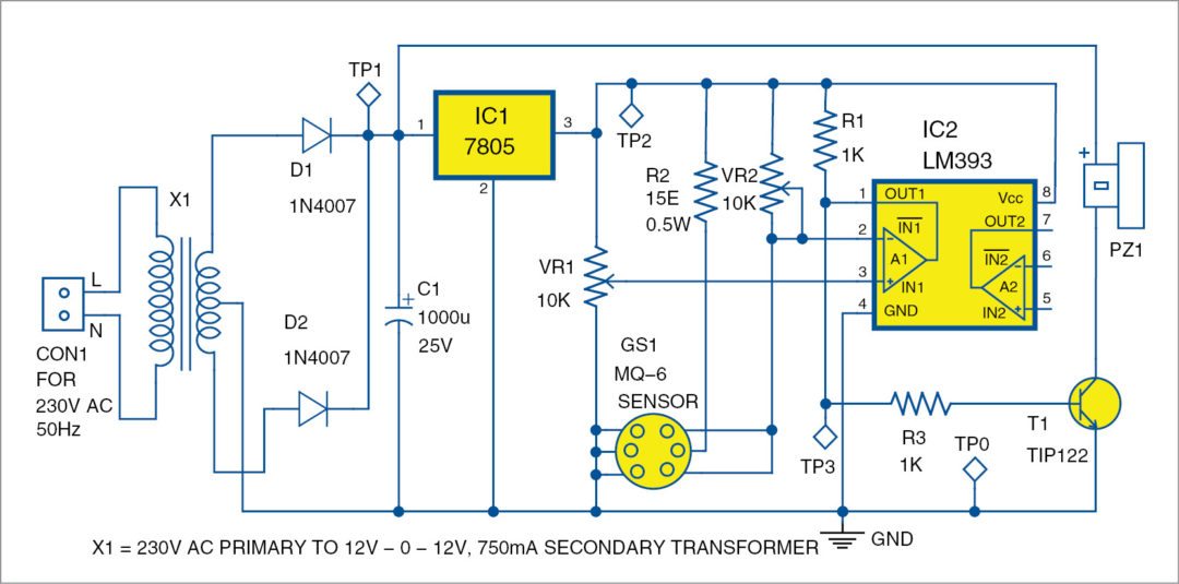 LPG Leakage Detector Circuit Diagram