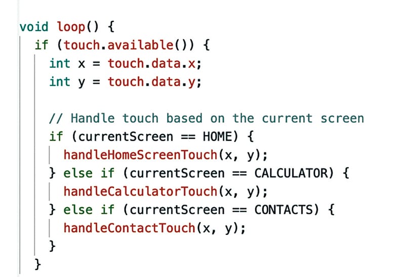 Touch input code