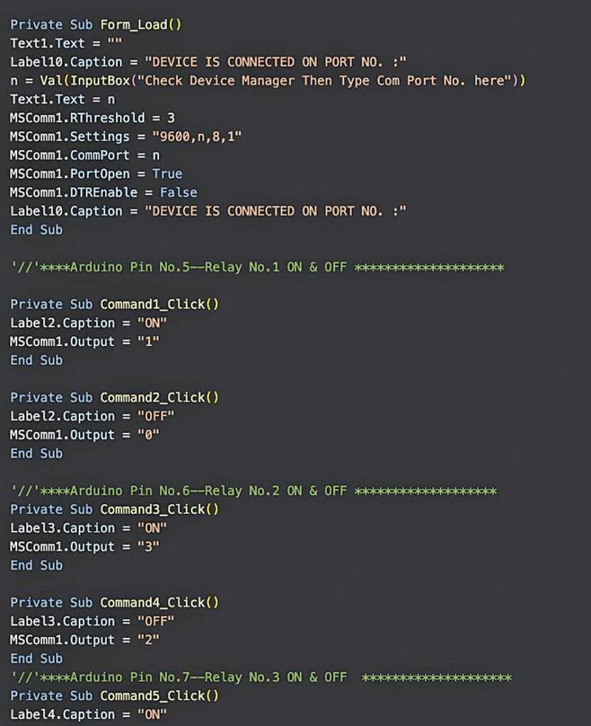 Visual Basic GUI code