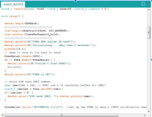 Arduino code for initializing GPS tracker